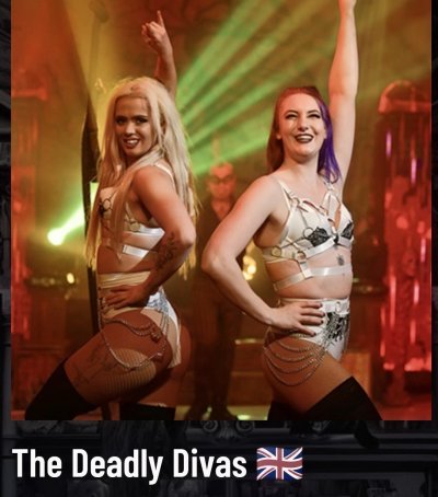 Lucy Fraser with her performing partner Jade in the Circus of Horrors