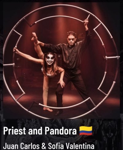 Juan Carlos with his performance partner Sofia Valentina in the Circus of Horrors